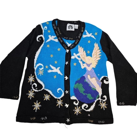 Vintage Storybook Knits Angel & Dove Christmas Sweater 2‎ Piece Set Size XL N67 - Picture 1 of 15